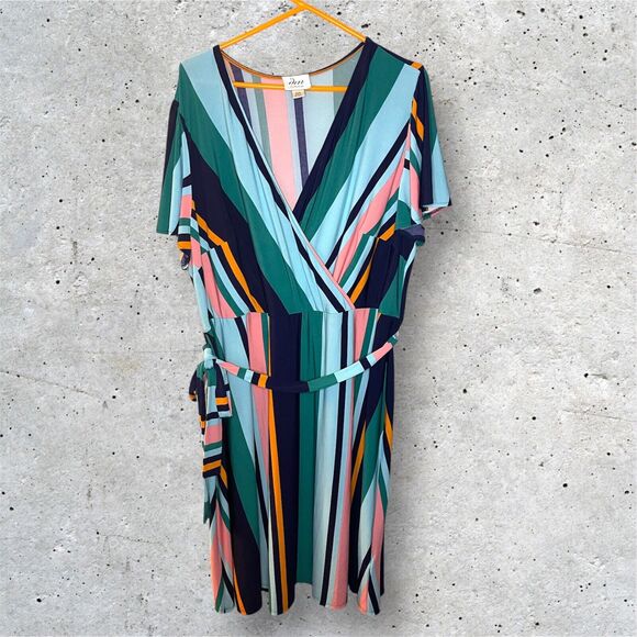 Stitch Fix DM Collection Striped Tie Dress Size 22W Midi - Picture 1 of 3